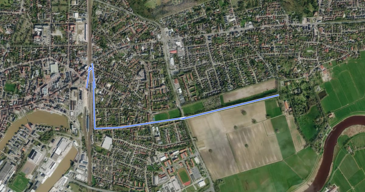Маршрут Alternativroute Ems-Hunte-Weg на спутниковом снимке