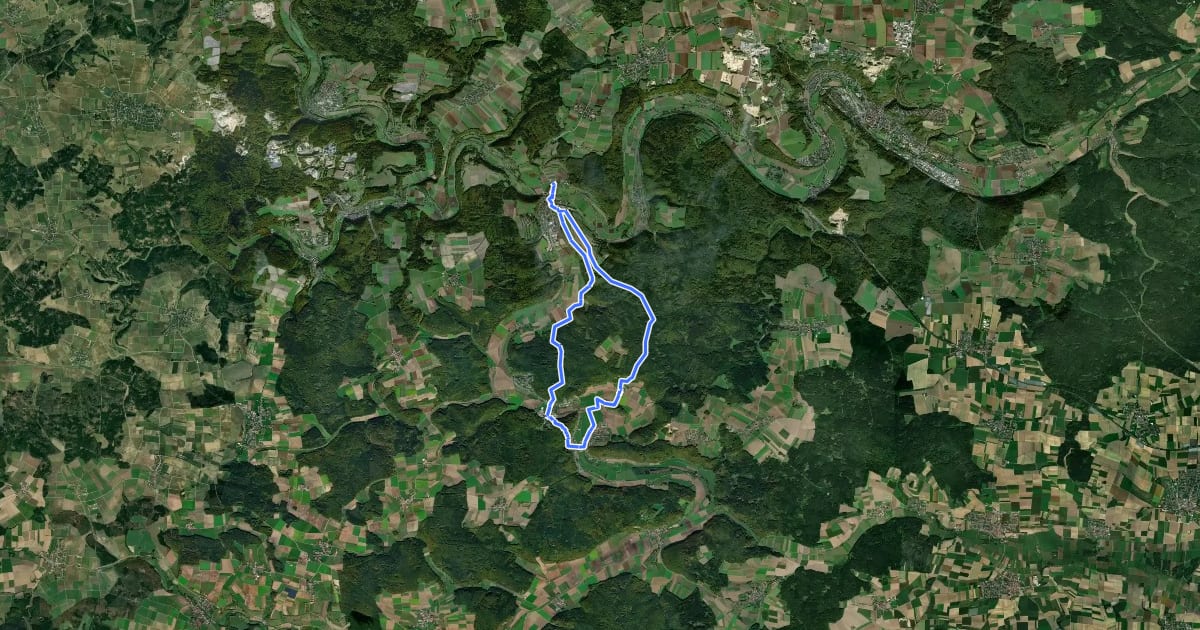 Маршрут Altmühl Panoramaweg Schlaufe 11 Dollnstein - Wellheim на спутниковом снимке