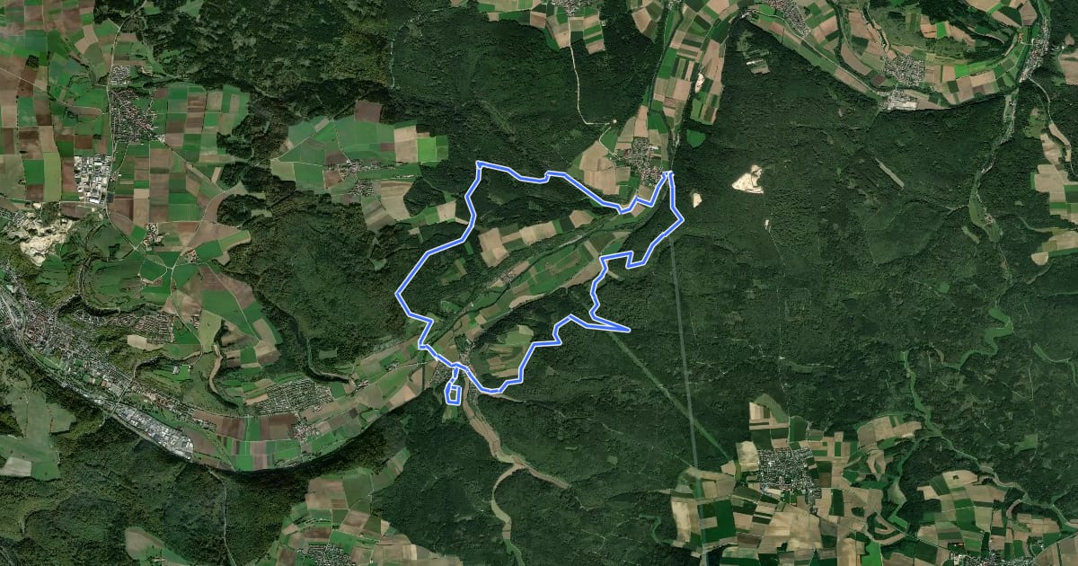 Маршрут Altmühl Panoramaweg Schlaufe 15 Walting на спутниковом снимке