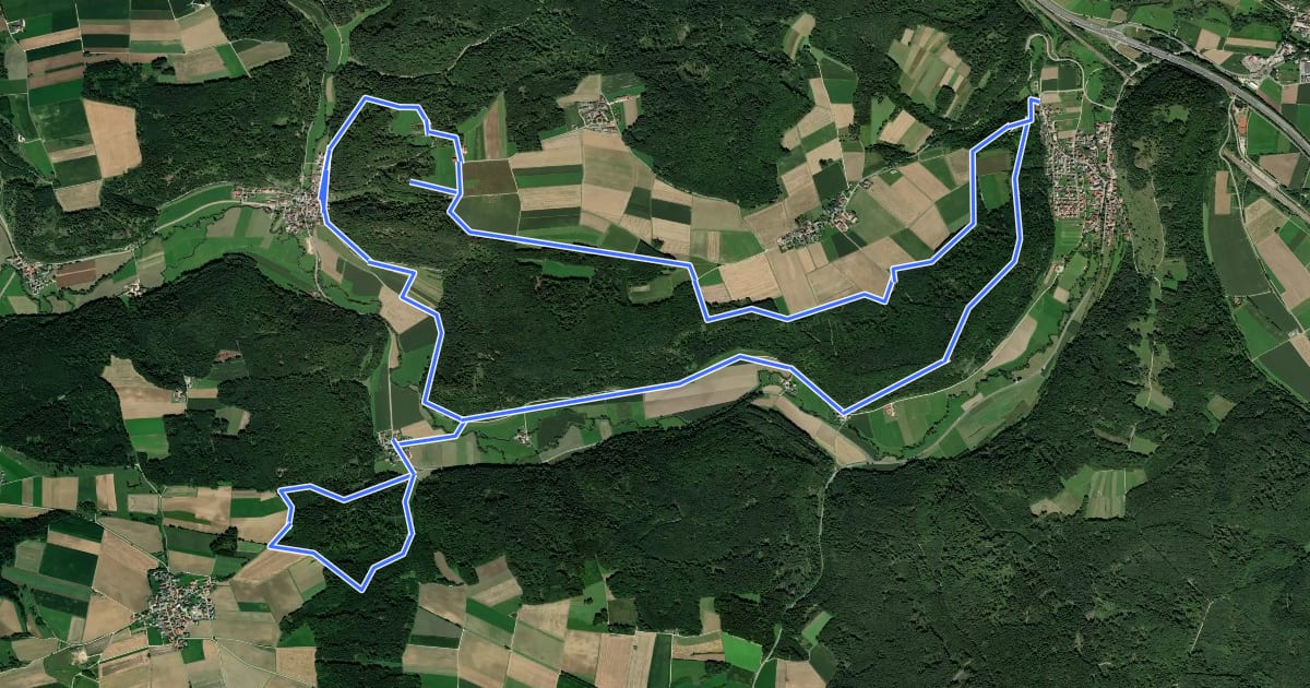 Маршрут Altmühl Panoramaweg Schlaufe 18 Burgenweg im Anlautertal на спутниковом снимке
