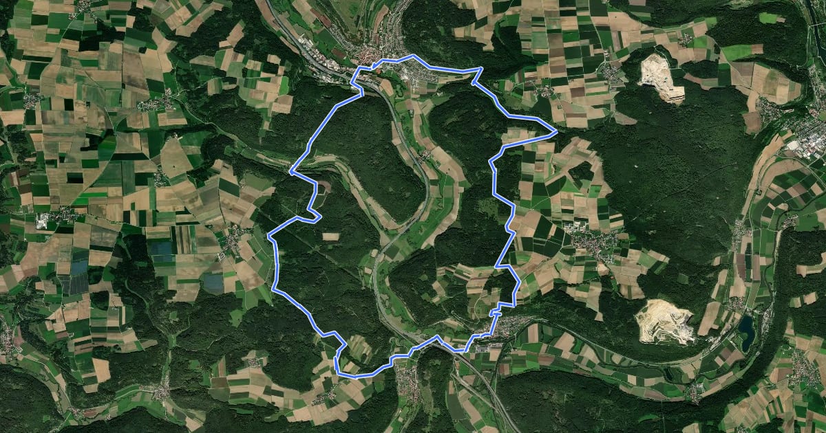 Маршрут Altmühl Panoramaweg Schlaufe 19 Schwarzachtal-Panoramaweg на спутниковом снимке