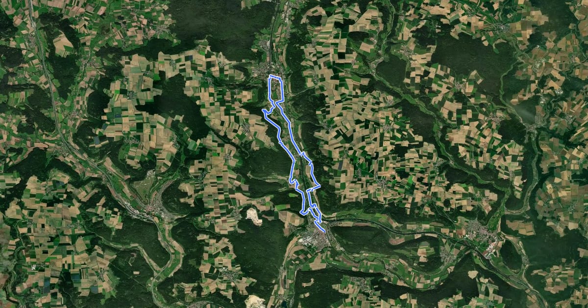 Маршрут Altmühl Panoramaweg Schlaufe 22 Sulztal-Wanderweg на спутниковом снимке