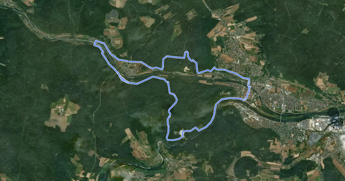 Маршрут Altmühl Panoramaweg Schlaufe 26 Essing-Ihrlerstein на спутниковом снимке