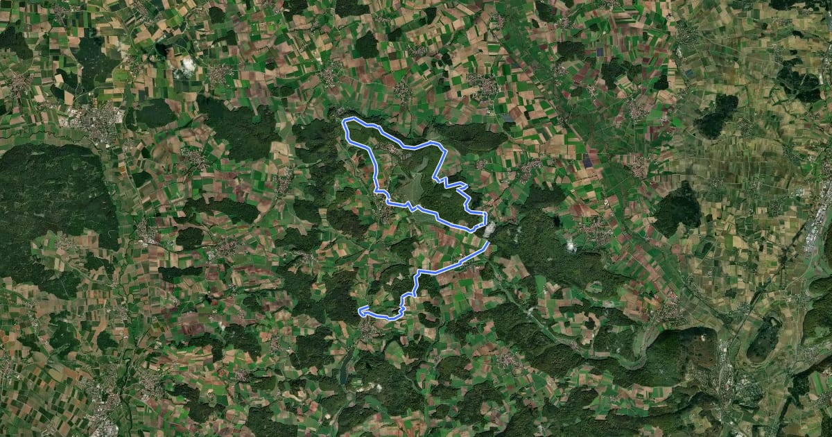Маршрут Altmühl Panoramaweg Schlaufe 3 Hahnenkamm-Weg на спутниковом снимке