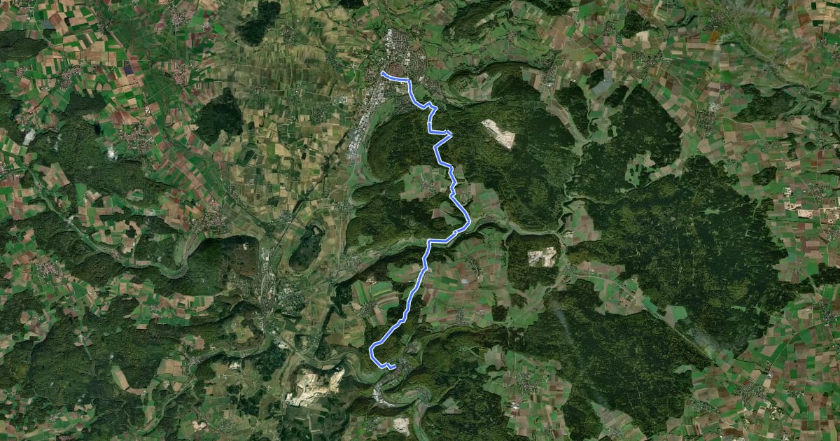 Маршрут Altmühl Panoramaweg Schlaufe 7 Weissenburger Reichsstadtweg на спутниковом снимке