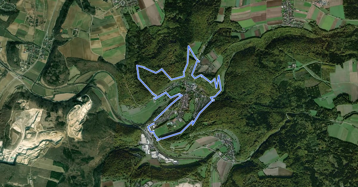 Маршрут Altmühl Panoramaweg Schlaufe 8 Pappenheimweg на спутниковом снимке