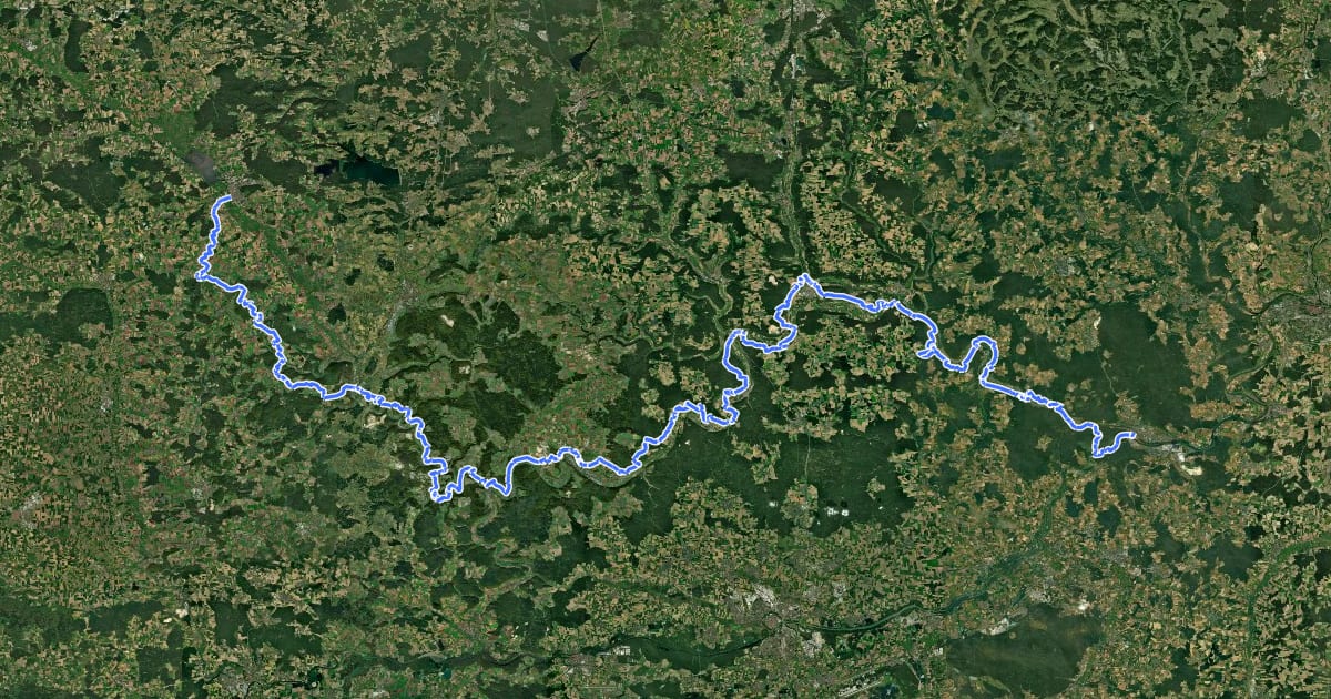 Маршрут Altmühltal-Panoramaweg на спутниковом снимке