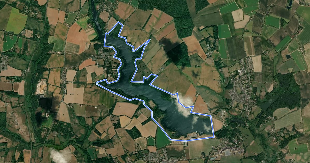 Маршрут Alton Water Loop на спутниковом снимке