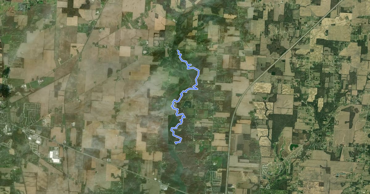 Маршрут Alum Creek - Winterhawk Trail на спутниковом снимке