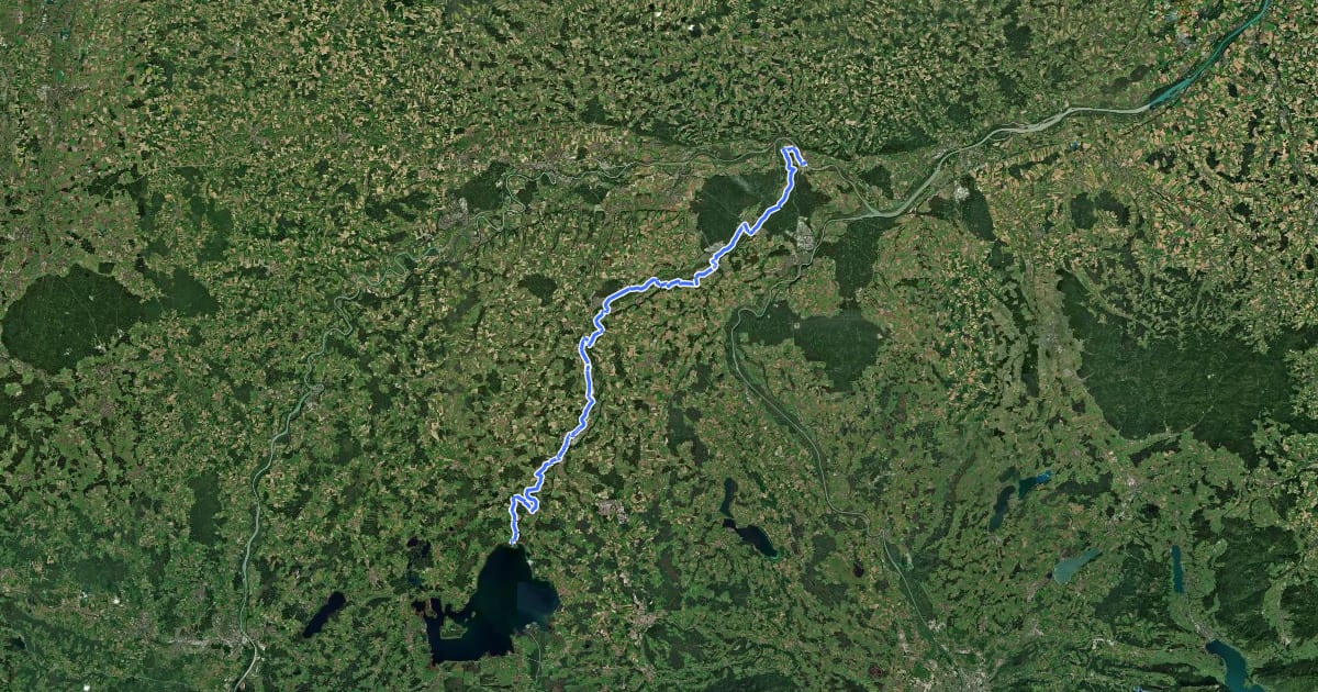 Маршрут Alz-Radweg на спутниковом снимке