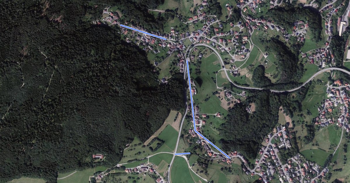 Маршрут Am Kreuzweg - Erlenbrunnen на спутниковом снимке