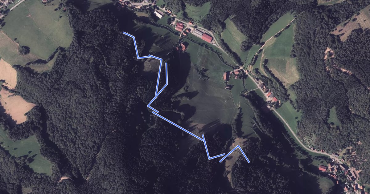 Маршрут Am Schatzweg - Hirschwirts Wald на спутниковом снимке