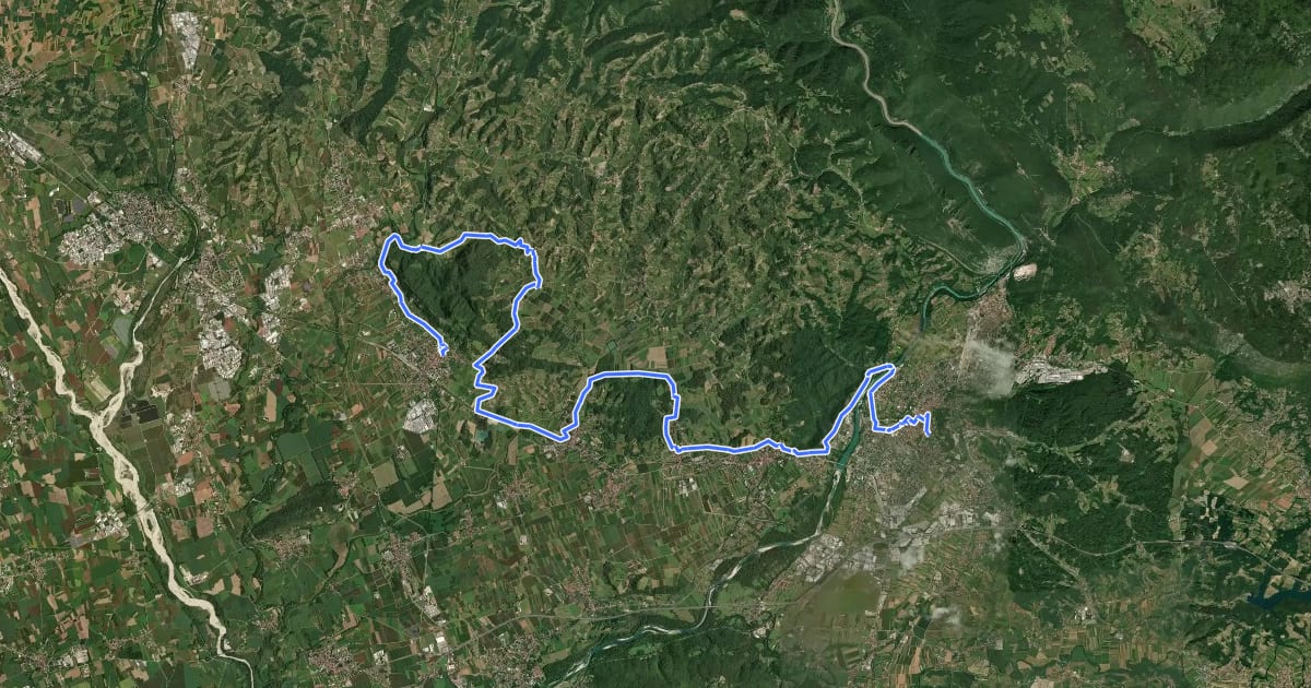 Маршрут Amare in bici n. 1 на спутниковом снимке