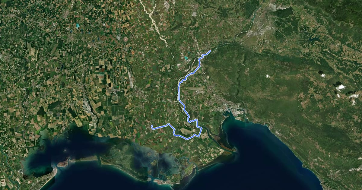Маршрут Amare in bici n.11 на спутниковом снимке
