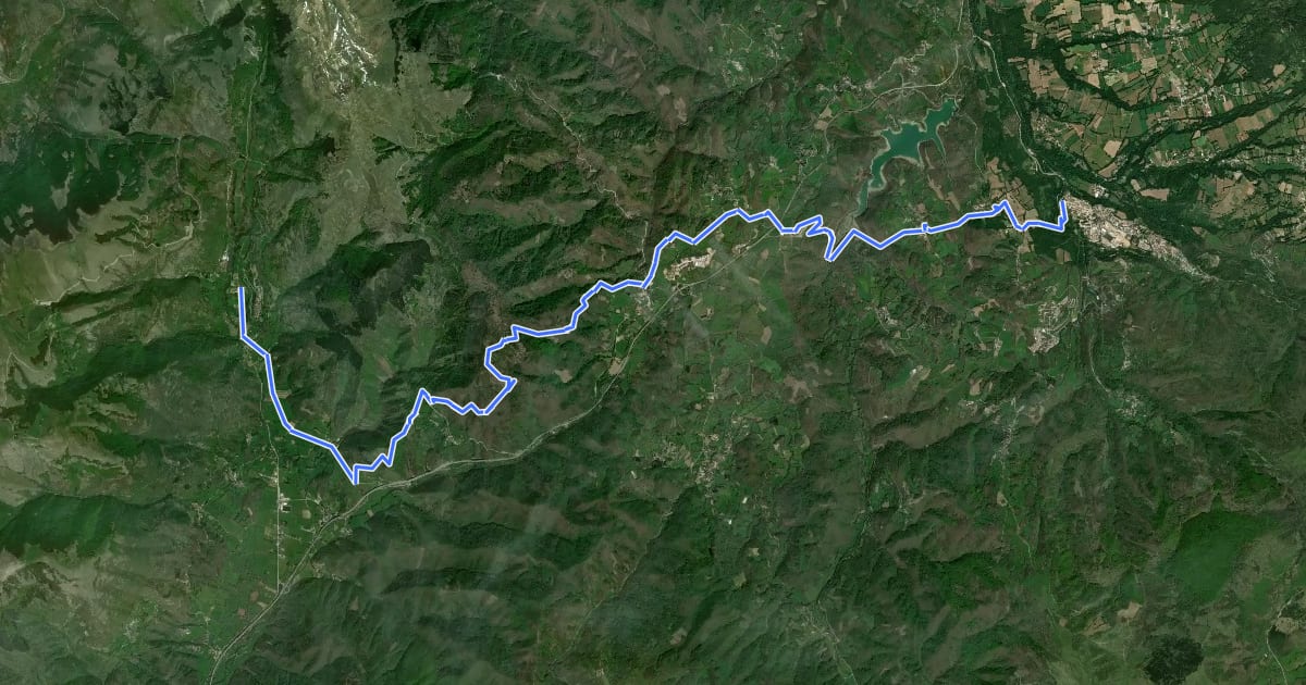 Маршрут Amatrice - Lago Scandarello - Torrita - Cittareale на спутниковом снимке