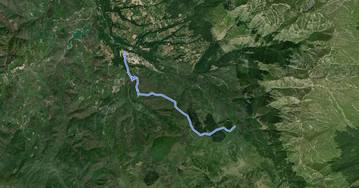 Маршрут Amatrice - Ponte a Tre Occhi - San Lorenzo - rif. le Serre на спутниковом снимке