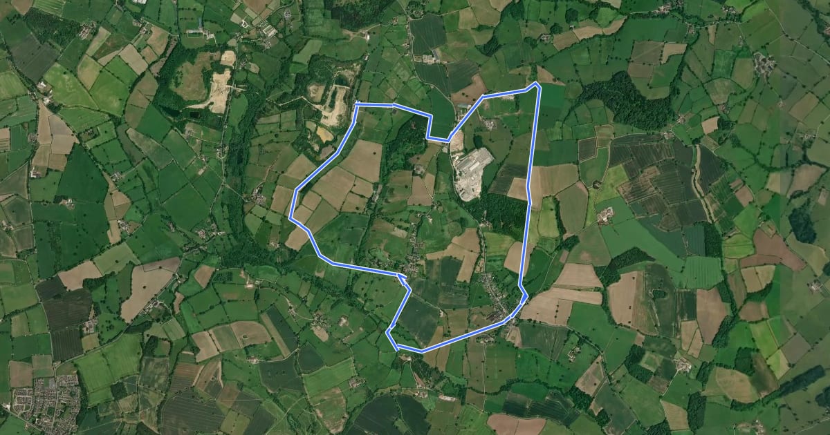 Маршрут Amber Valley Routeway Walk 1 на спутниковом снимке