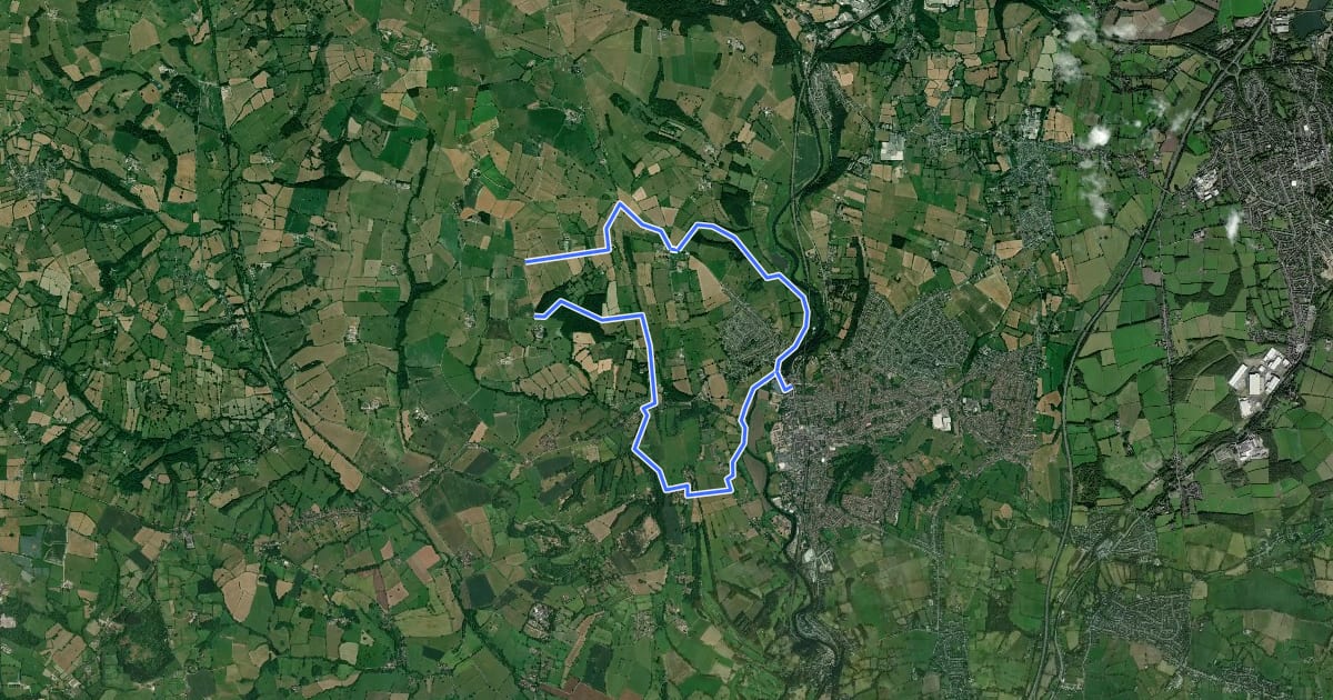 Маршрут Amber Valley Routeway Walk 14 на спутниковом снимке