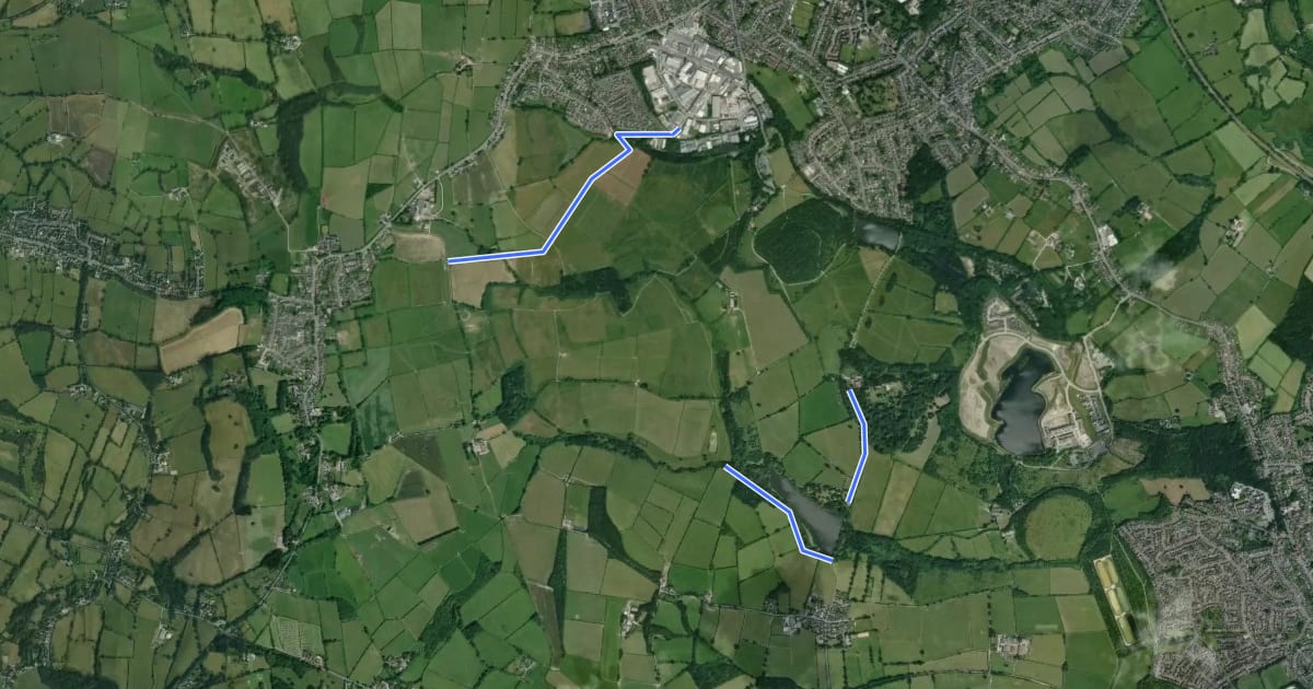 Маршрут Amber Valley Routeway Walk 16 на спутниковом снимке
