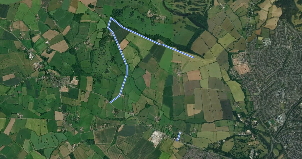 Маршрут Amber Valley Routeway Walk 17 на спутниковом снимке