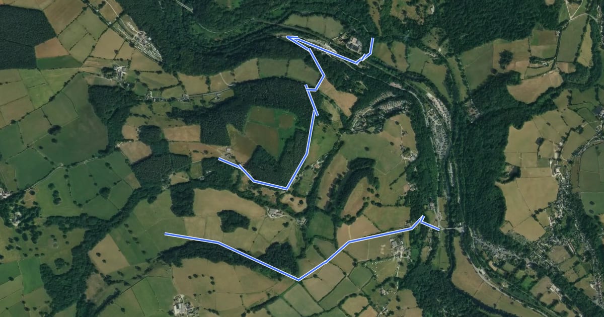 Маршрут Amber Valley Routeway Walk 19 на спутниковом снимке