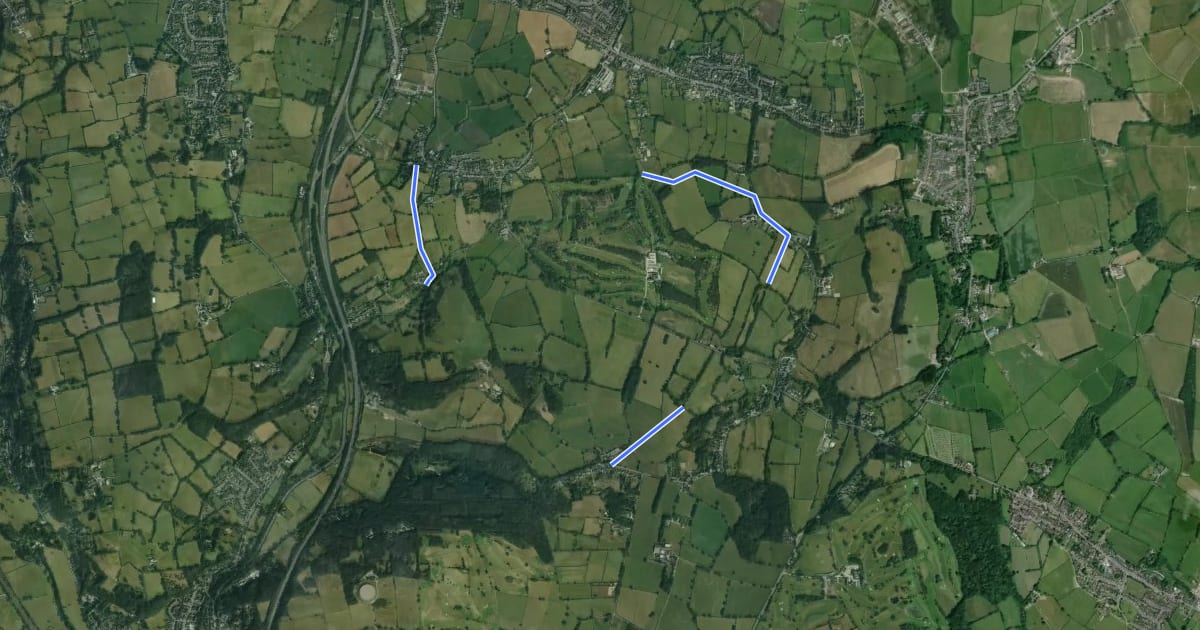 Маршрут Amber Valley Routeway Walk 2 на спутниковом снимке