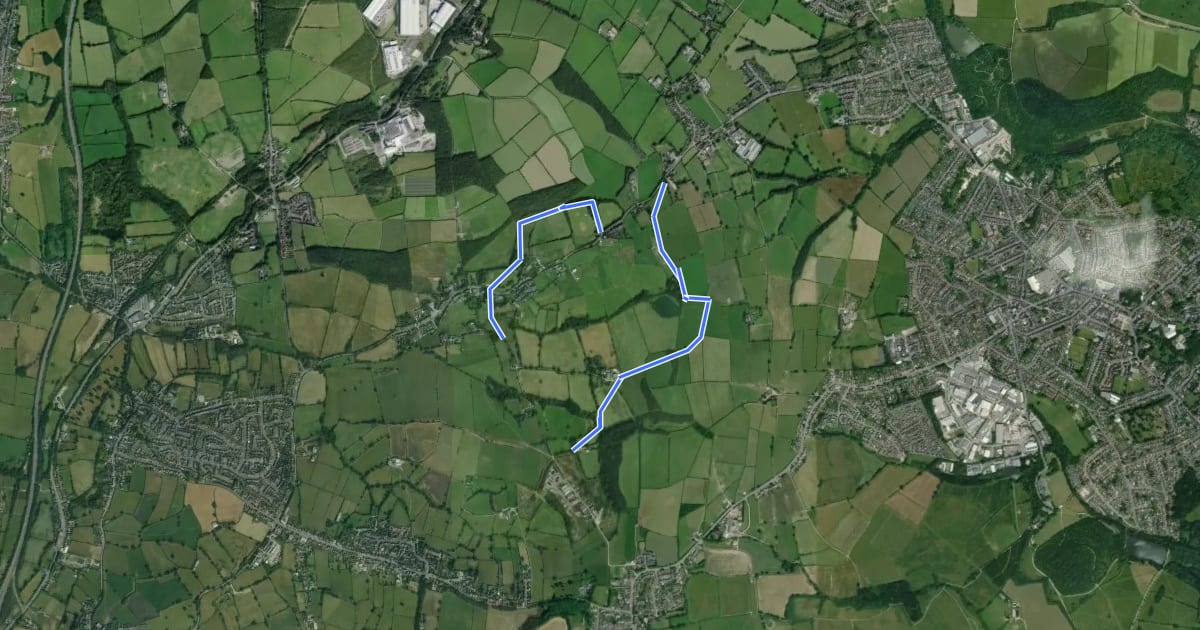 Маршрут Amber Valley Routeway Walk 21 на спутниковом снимке