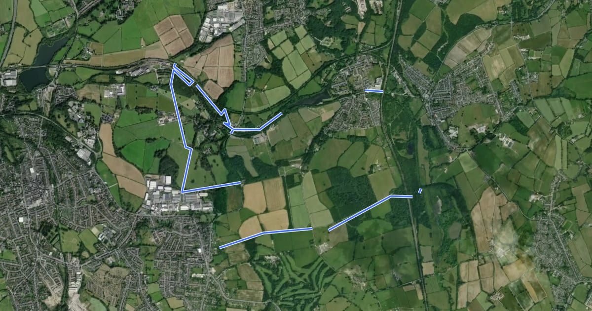 Маршрут Amber Valley Routeway Walk 4 на спутниковом снимке