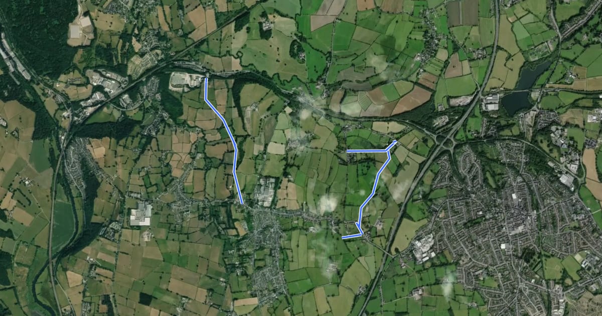 Маршрут Amber Valley Routeway Walk 5 на спутниковом снимке