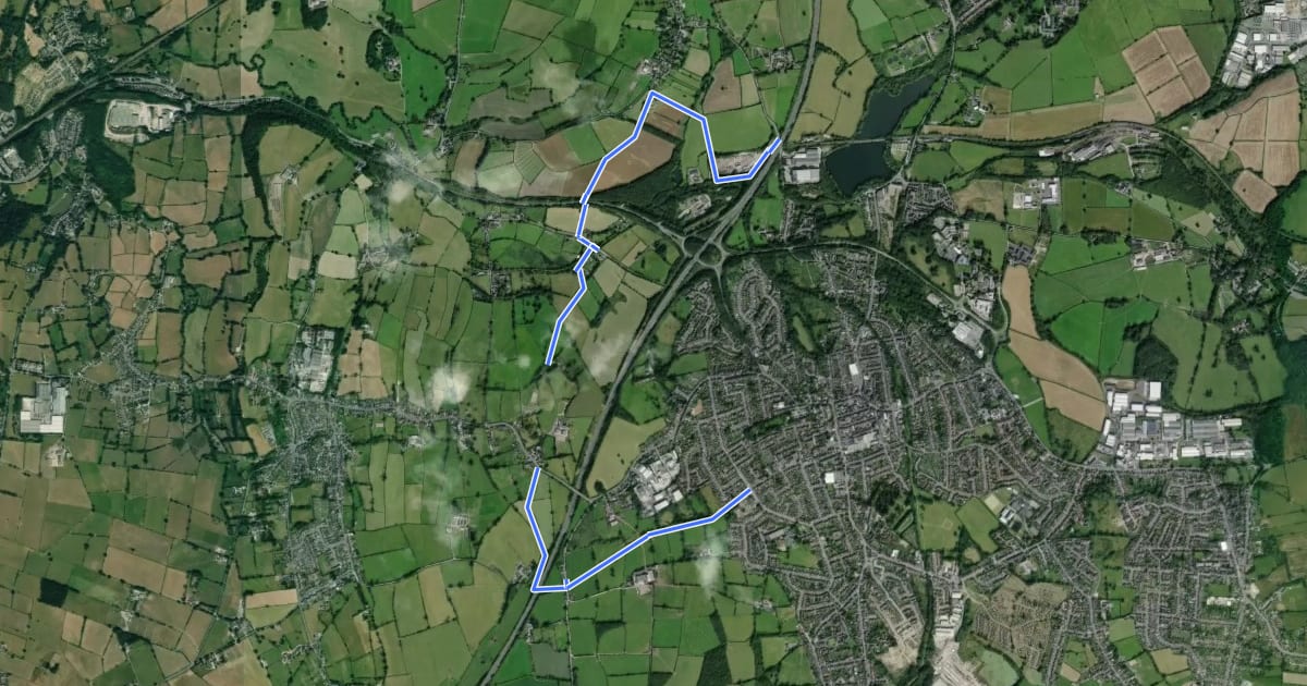 Маршрут Amber Valley Routeway Walk 8 на спутниковом снимке