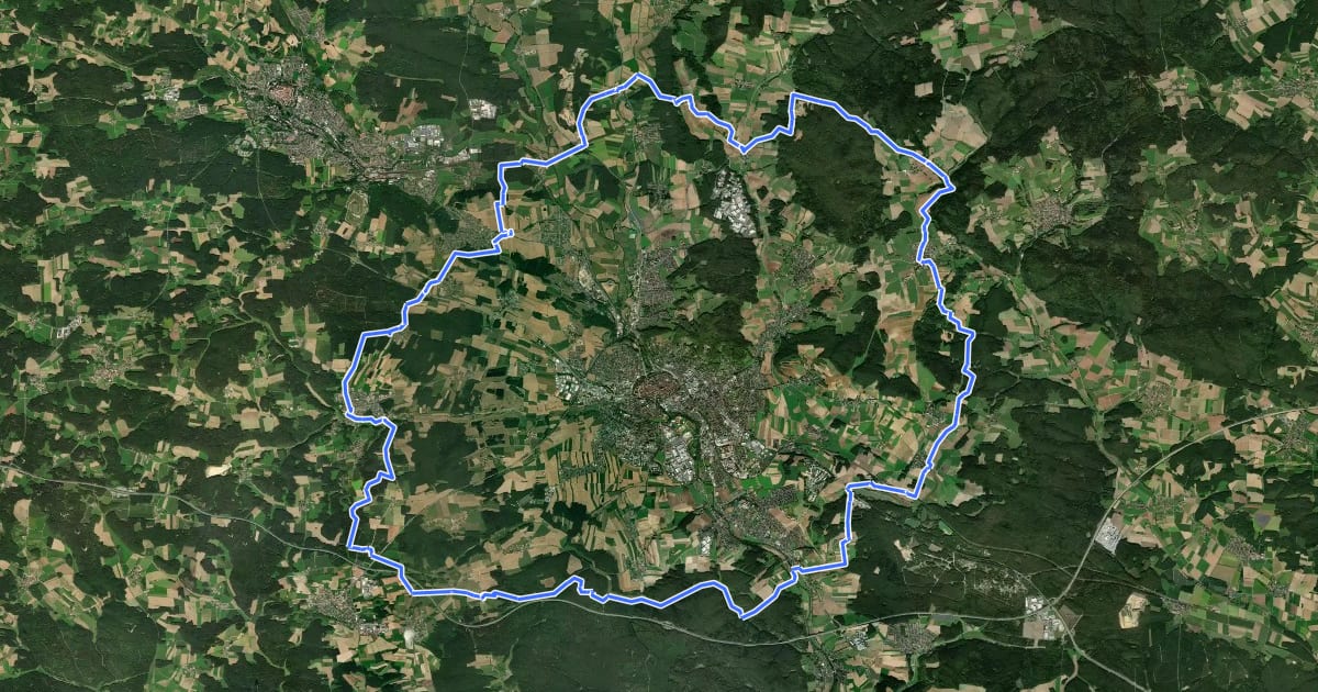 Маршрут Amberg Ringweg (Gelbring) на спутниковом снимке