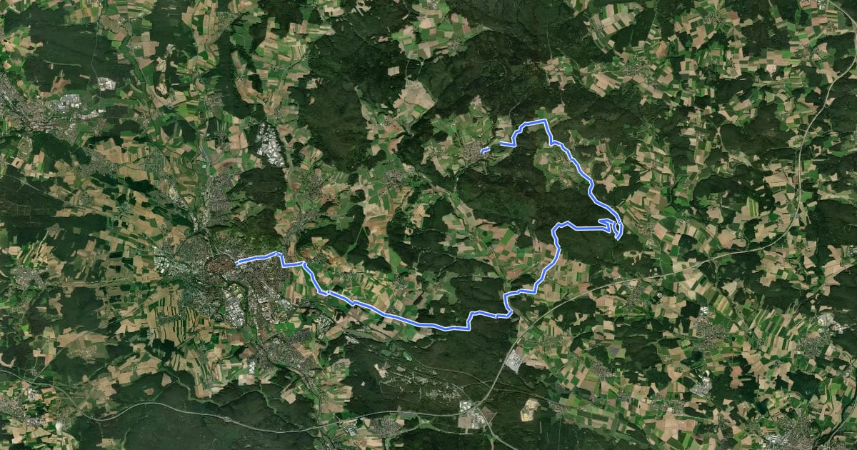 Маршрут Amberg - Wutschdorf на спутниковом снимке