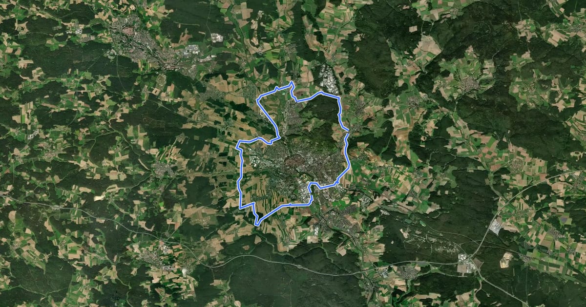 Маршрут Amberger Radrundwanderweg на спутниковом снимке