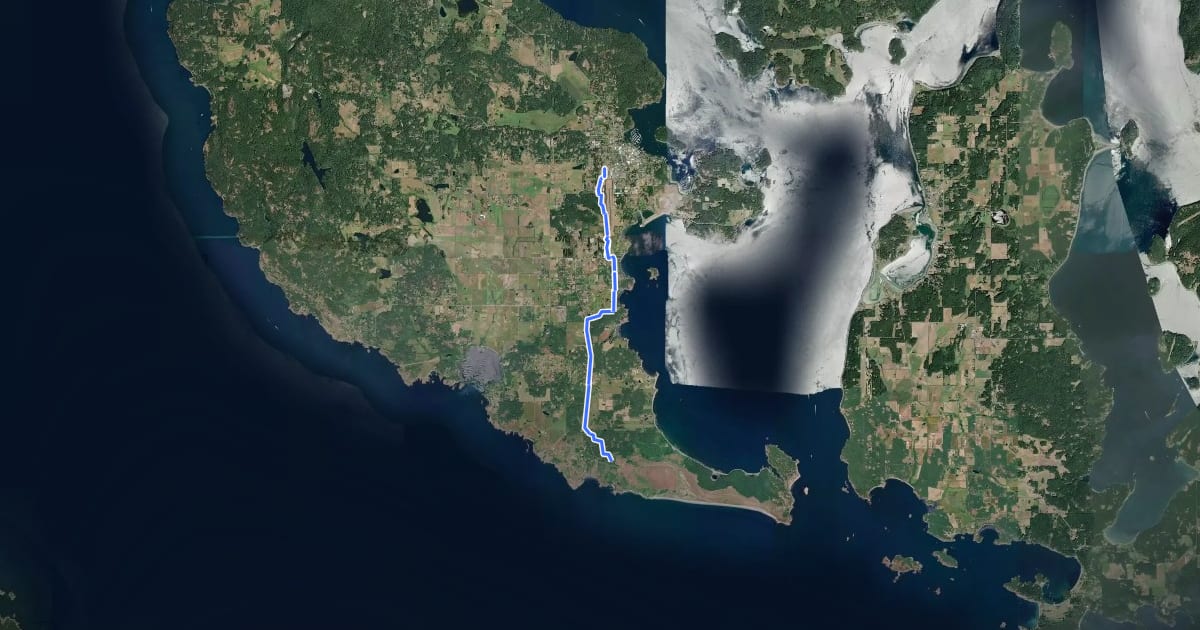Маршрут American Camp Trail на спутниковом снимке