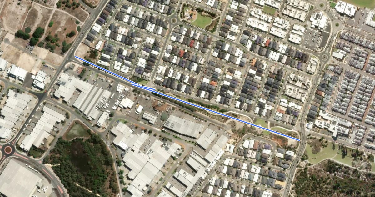 Маршрут Amethyst/Dollier Street Shared Path на спутниковом снимке