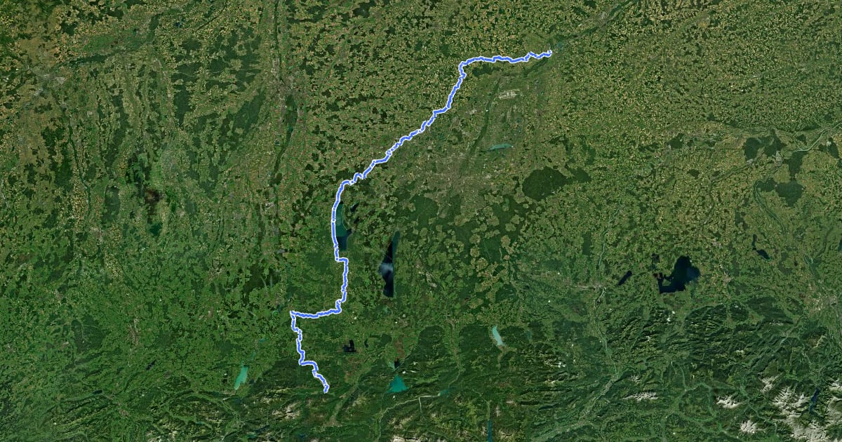 Маршрут Ammer-Amper-Radweg на спутниковом снимке