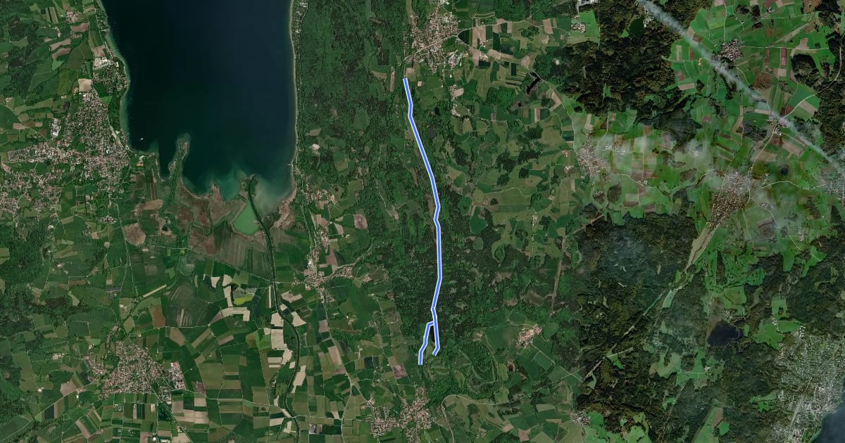 Маршрут Ammersee Höhenweg на спутниковом снимке