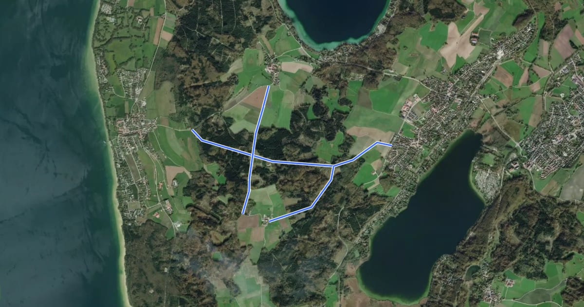 Маршрут Ammersee Pilsensee Verbindung на спутниковом снимке
