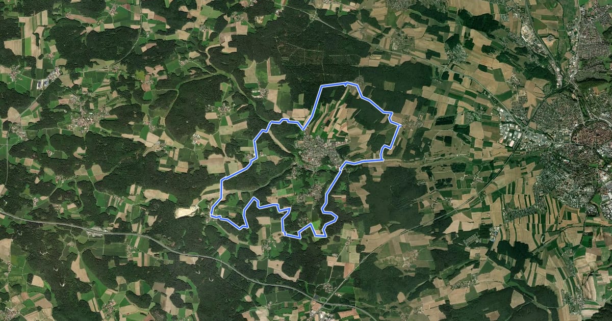 Маршрут Ammerthaler Runde (Grünpunkt) на спутниковом снимке