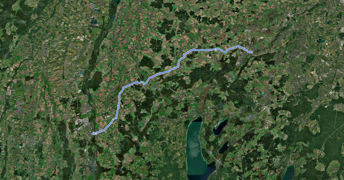 Маршрут Amper-Lech-Radweg на спутниковом снимке