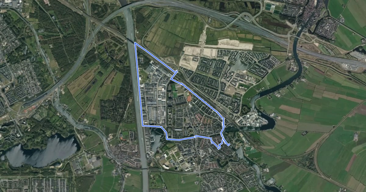 Маршрут Amsterdam-Rijnkanaalroute на спутниковом снимке