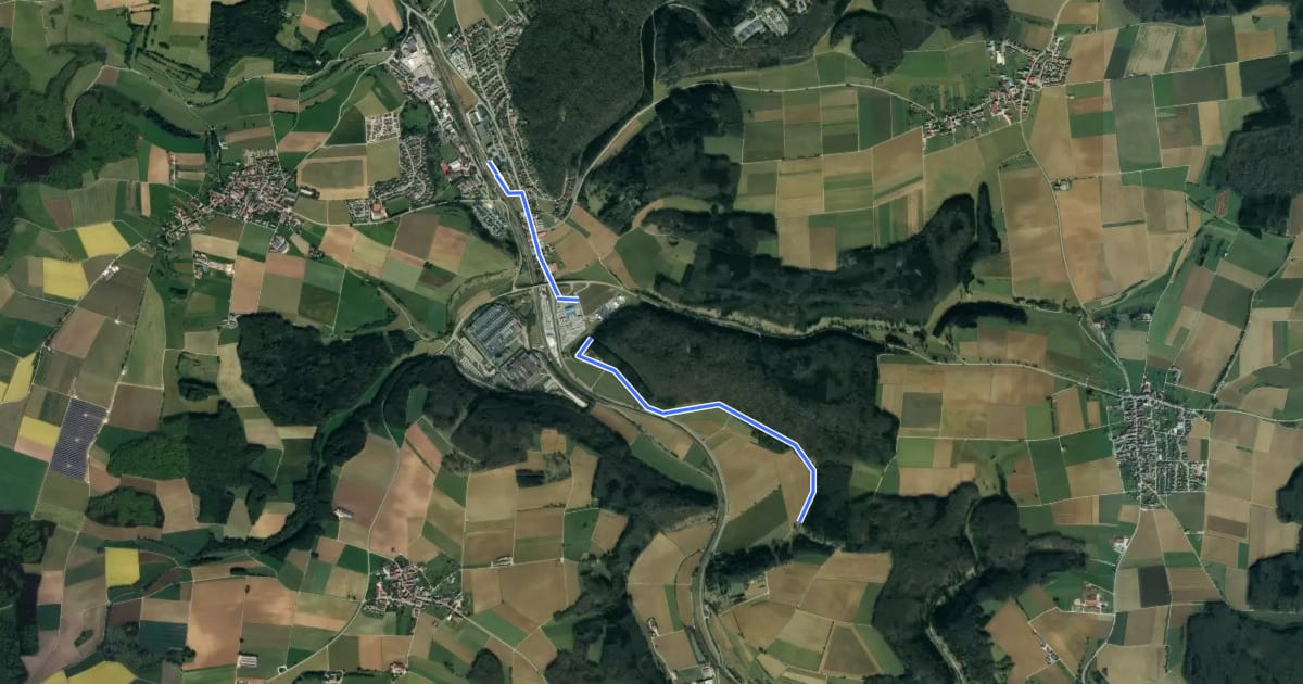 Маршрут Amstetten Bahnhof - Heide am Kreuzstein - Hochberg (gelbe Raute) на спутниковом снимке