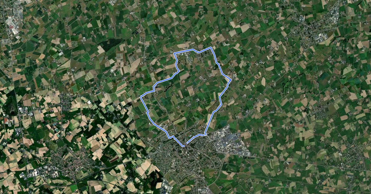 Маршрут Amusant Platteland (groene route) на спутниковом снимке