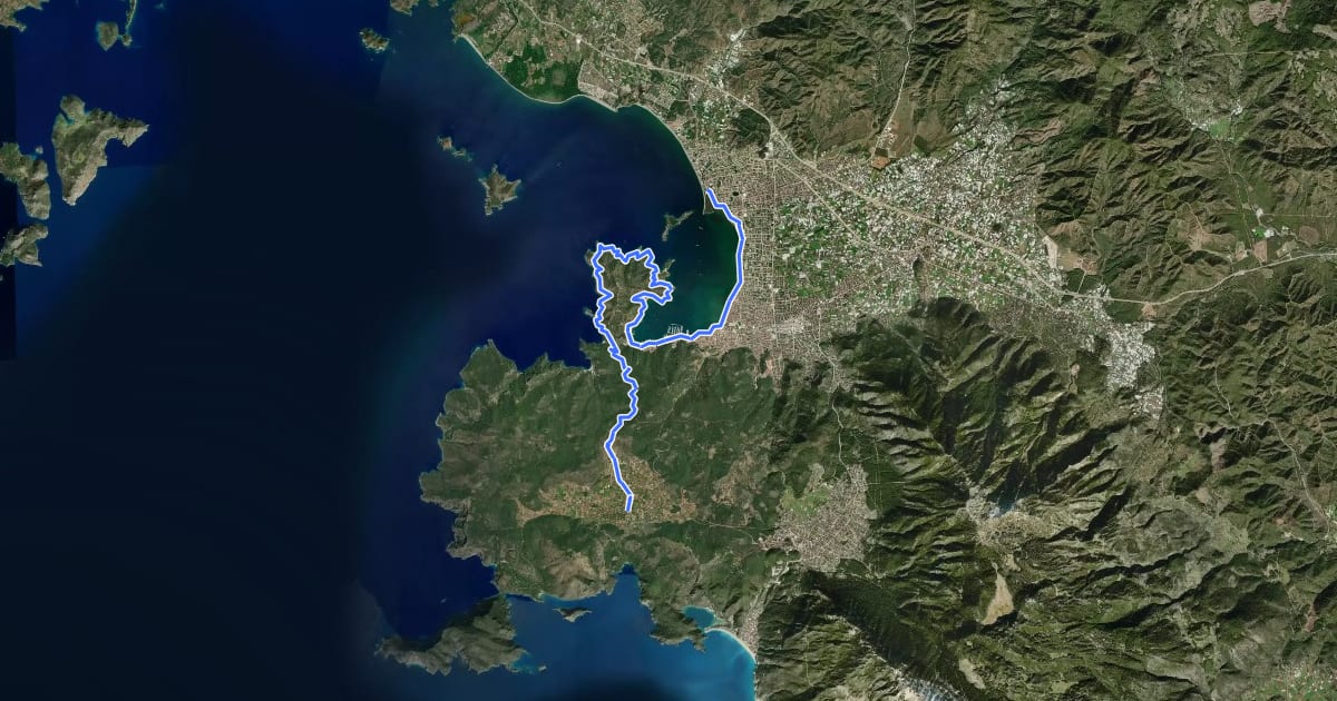 Маршрут AN1 Fethiye - Kayakoy на спутниковом снимке