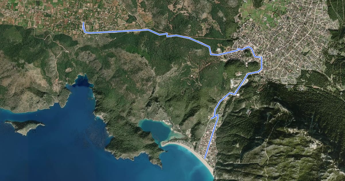 Маршрут AN2 Ölüdeniz - Kayaköy на спутниковом снимке
