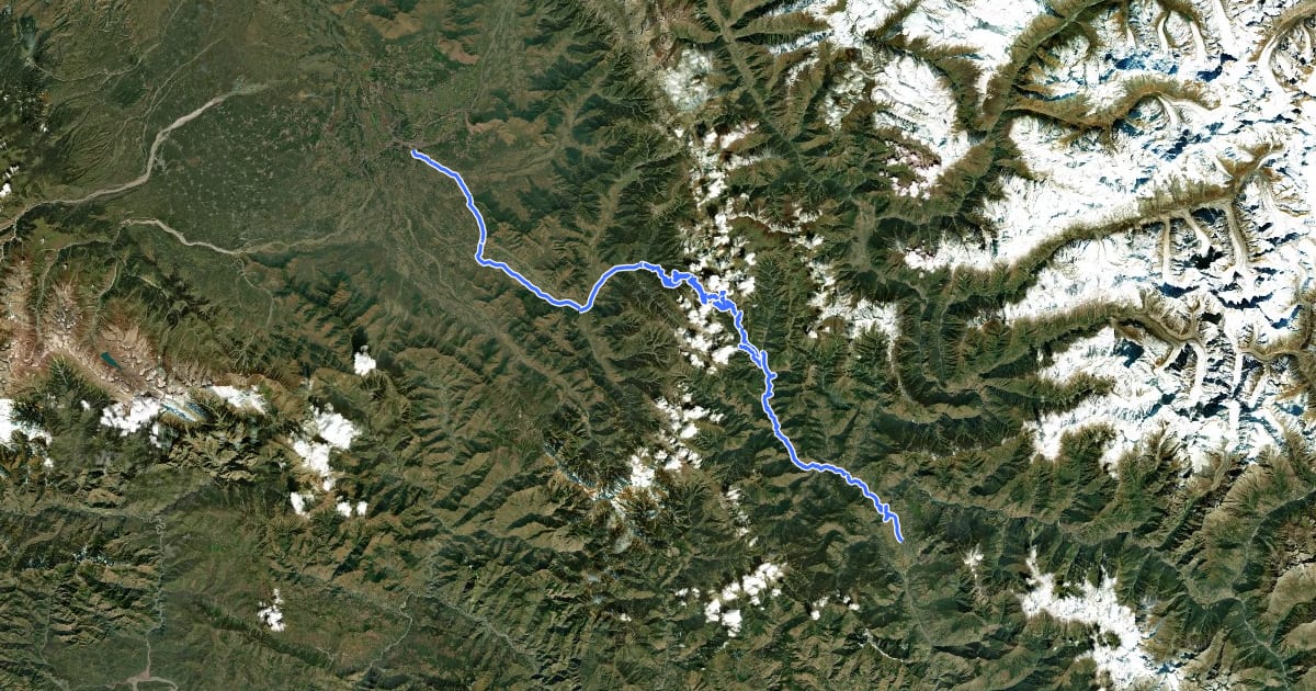 Маршрут Anantnag to Kishtwar на спутниковом снимке