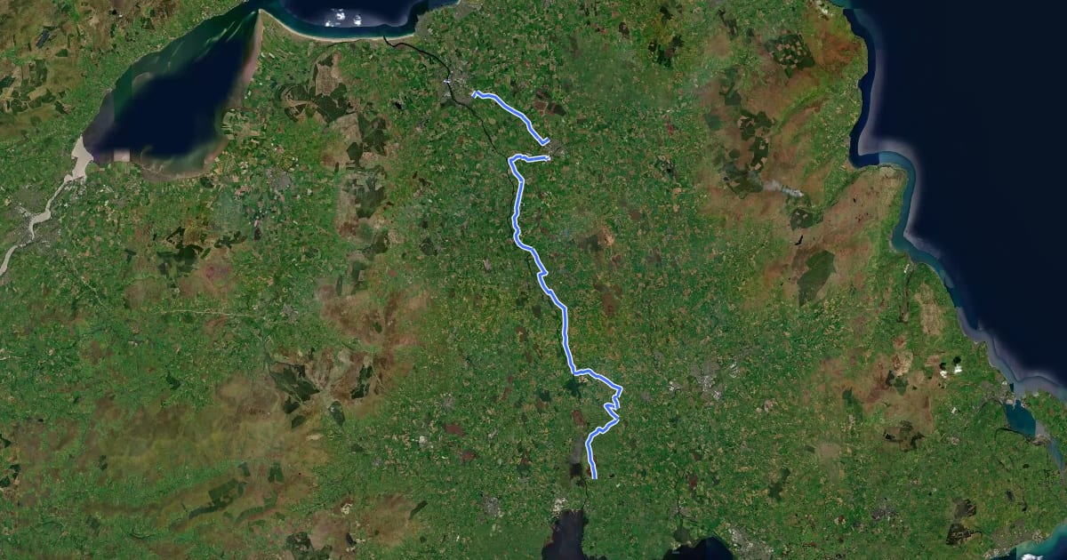 Маршрут Ancient Sights of Ulster Cycle Route на спутниковом снимке