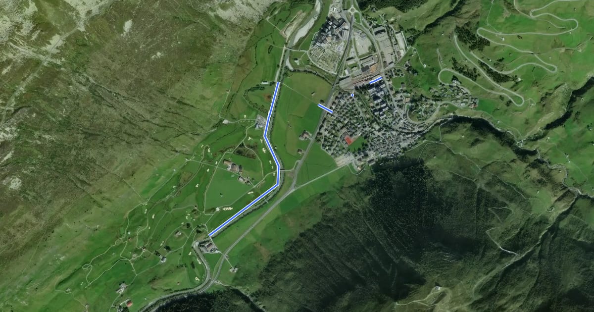 Маршрут Andermatt-Rüssenbiel на спутниковом снимке
