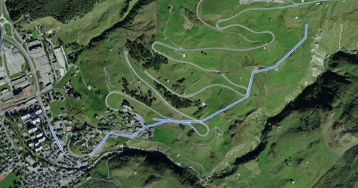 Маршрут Andermatt - Unter Nätschen на спутниковом снимке
