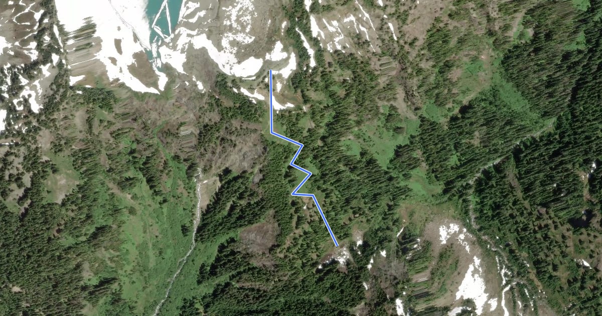 Маршрут Anderson Moraine Primitive Trail на спутниковом снимке